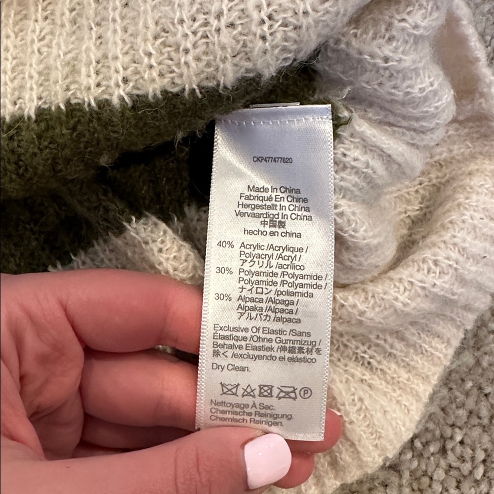 Madewell Rosario Sweater Olive Green Stripe - Picture 3 of 4